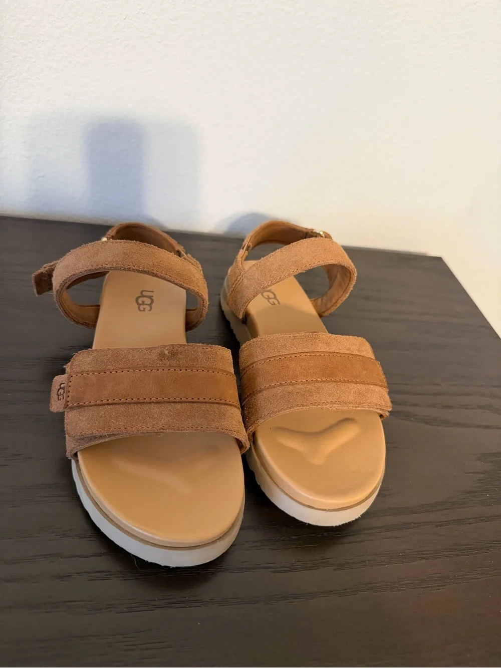 Kids Brown Suede Adjustable Strap Sandals